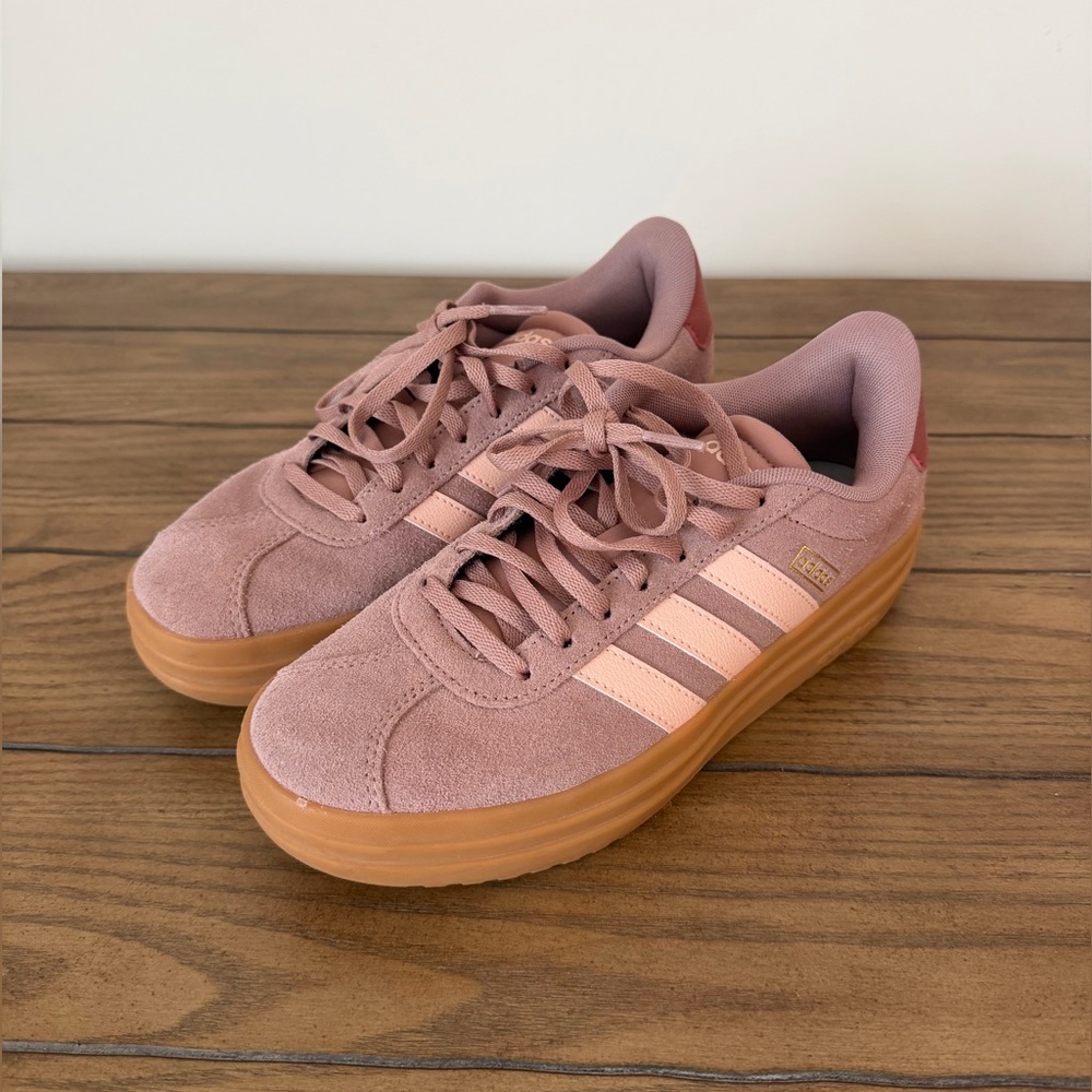 adidas Women's Pink Suede Platform Sneakers with Gum Sole
